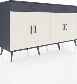 Resim Hyperion Konsol 4 Raflı 2 Çekmeceli 4 Kapaklı 176x44x99 Antrasit-aytaşı/antrasit Antrasıt/aytası - Antrasıt 