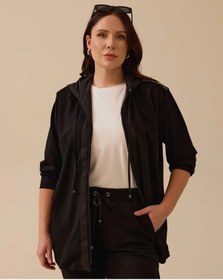 Resim Gala-xi Kadın Oversize Kapüşonlu Minimalist Ceket - Günlük Kullanım Siyah 