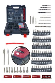 Resim Daflong PRO 130 PARÇA DİJİTAL EKRANLI DİJİTAL AYARLANABİLİR HIZ KÖMÜRSÜZ 10 PİLLİ 21V ŞARJLI MATKAP DFL-13 