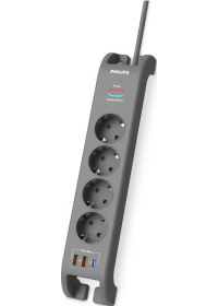 Resim Spn4140ga Akım Korumalı Priz 4'lü + 2x Usb-a 18w + 1x Usb-c 20w - 2m Kablo - Siyah 