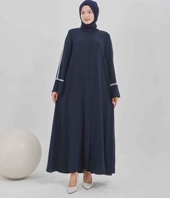 Resim Kolları Taş Şeritli Valon Kollu Ferace Lacivert | 202495 - 52 / Lacivert 