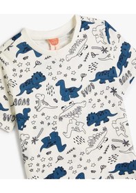 Resim Koton Erkek Bebek Dinozorlu Tişört Kısa Kollu Bisiklet Yaka Pamuklu 001 