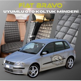 Resim Fiat Bravo Antrasit Tay Tüyü Cepli & Terletmez Sırtlı Oto Koltuk Minder Seti - Koruma Kılıfı Ön & Arka Set 