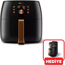 Resim Philips 9000Seri Airfryer XXL Smart Sensing Fritöz 7.3 L Kapasite Philips Türk Kahve Makinesi Hediye 