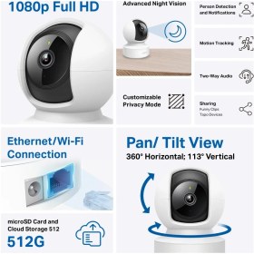Resim Lowell Home Ieg Tp-Lınk Tapo C202 Bebek/ev Güvenlik Kamerası Wifi-Ehernet 1080P 12MT Gece Görüşü Pan/tılt 