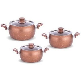 Resim Fms G5012 Mina 6 Parça Granit Güveç Set Bakalit Sap Bakır 