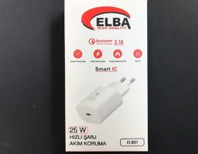 Resim Elba ELB01-25WPD Beyaz 25W Şarj Kafa Type USB-C PD3.0-QC4.0(Akım Koruma-Hızlı Şarj-Isıya Dayanıklı) 