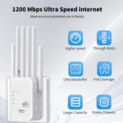 Resim Eu-Wifi Extender, Wifi Sinyal Yükseltici, WIFI6 ile Uyumlu, Ethernet Portu ile Donatılmış, 360° Kapsama için 6 Anten ile Donatılmış, 11,000 Kare Metreye Kadar Erişim Sağlayan, 35'den Fazla Cihazlar İçin Uygun, Tek Tıklamayla Kurulan Ev Wifi Repetörü. 