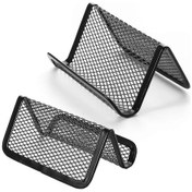 Resim Botao Metal Örgülü Kartvizitlik, Ofis Kartvizit Sergileme Düzenleyicisi İçin İsim Kartı Standı 3 Adet, Siyah 