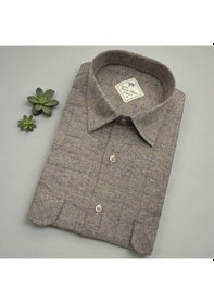 Resim Klasik %100 Cotton Uzun Kollu Terletmeyen Kışlık Flanel Terletmeyen Gömlek Regular Kalıp Kahverengi 