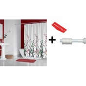 Resim Zethome Banyo Duş Perdesi 7766 120x200 Perde Borusu Askı Aparatı 90x130 Hediyeli 