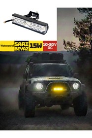 Resim KAPOTO Off Road Projektör 10-30V 15W Çakar Beyaz Sarı 15x3,5 cm Tır Kamyon İş Makinesi Uyarı Aydınlatma 
