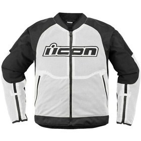 Resim Icon Overlord 3 Mesh Korumalı Motosiklet Montu Siyah Beyaz 