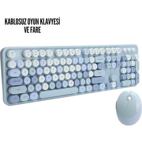 Resim Kablosuz Klavye Mouse Seti Mavi Diğer 
