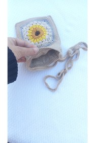 Resim Atolye Ferda El Örgüsü Telefon Çantası (ay Çiçeği Model) 