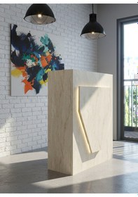 Resim Resital Ledli Karşılama Bankosu G-90 Cm Ofis Kasa Resepsiyon Masası Banko-001-8-8 