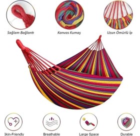 Resim Vothoon Çift Kişilik XL 260x150cm Kolay Kurulabilir Kanvas Hamak Çantalı 
