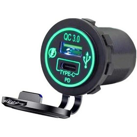 Resim Ch-34 Çift Usb Girişli Motosiklet Için Pd Qc3.0 Usb Şarj 