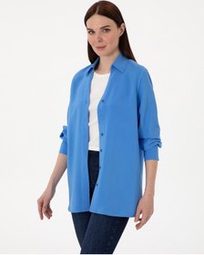 Resim Pierre Cardin Kadın Mavi Gömlek Desenli 50311566-vr036 Mavi 