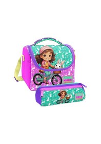 Resim Coral High Kız Çocuk Yeşil Pembe Bisikletli Kız Thermo Beslenme Çantası Ve Üç Bölmeli Kalem Çantası Seti Yeşil - Pembe 