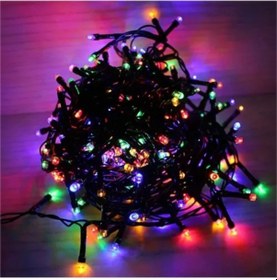 Resim 10m 100 Led Damla Uçlu Rgb Işık Siyah Kablo Çok Renkli 