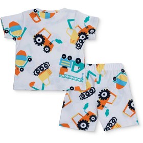 Resim HelloBabymon Erkek Bebek Pijama Takımı Taşıtlar Baskılı Çıtçıtlı Bisiklet Yaka Short Sleeve Reçme 