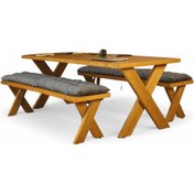 Resim Neiwel Odes Doğal Ahşap Banklı Toplantı Masasıı x 100 x 220 Açık Ceviz 