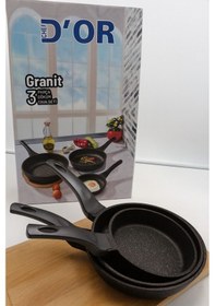 Resim Granit Döküm 3'lü Tava Seti 20/24/28 Cm, Yanmaz Yapışmaz Yüzey-224 Kırmızı - Siyah 