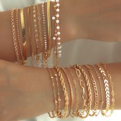 Resim 22 parça/takım Zarif Kadınlar Imitasyon İnci ve Taşlı Çok Katmanlı Bileklik Seti, Bohem Tarzı Çok Yönlü Zincir Bilezikler Günlük Giyim, Hediye, Sevgililer Günü ve Tatil Takıları için 