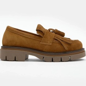 Resim Jeremy Taba Süet Hakiki Deri Kadın Loafer Taba Süet 