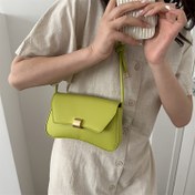 Resim Altın Tokalı Mini Kapaklı Çanta PU - Canlı Yeşil & 4 Renk - Kadınlar İçin Küçük Crossbody Çanta 