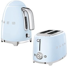 Resim Smeg KLF03PBEU Pastel Mavi Kettle ve TSF01PBEU 1x2 Ekmek Kızartma Makinesi Seti 