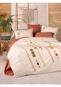 Resim Cotton Box Puff Nakışlı Çift Kişilik Nevresim Takımı Amaris Kiremit 