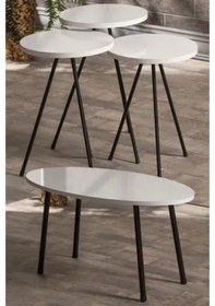 Resim Zigon Sehpa Ve Orta Sehpa Set Metal Elips Beyaz Diğer 