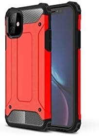 Resim KZY İletişim-Apple iPhone 11 ile Uyumlu Kapak Çift Katmanlı Zırh Tank Kılıf - Kırmızı (KIRMIZI) 
