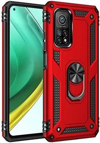 Resim Nevarium Xiaomi Mi 10T 5G Uyumlu Kılıf Tank Yüzüklü Yüksek Korumalı Silikon - Kırmızı 