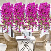 Resim 4 adet Canlı Pembe Bougainvillea Yapay Asılı Çiçekler - Dayanıklı Plastik, Pil Gerektirmez, İç/Dış Mekan Dekorasyonu, Bahçe, Düğün, Anneler Günü ve Tatil Kutlamaları için Mükemmel, Bahçe Dekorasyonu | Canlı Çiçek Gösterisi | Yapay Çiçekler 