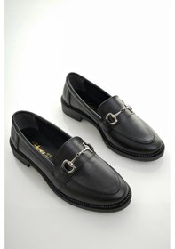Resim Muggo Sussie Garantili Metal Tokalı Kadın Loafer Günlük Ayakkabı Siyah 