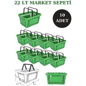 Resim 10 adet 22Litre Market ve Alışveriş Sepeti, Saplı Market Sepeti Y 