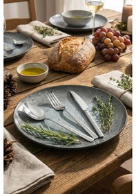 Resim Gökdil Asya Silver 18 Parça 6 Kişilik Sade Çatal & Kaşık & Bıçak Yemek Takımı Ekru 