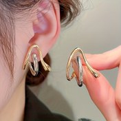 Resim Partiler, Günlük Kullanım ve Rahat Tatil Aksesuarları için 1 Çift Kadın Moda Yaratıcı Minimalist Geometrik İki Renkli Küpeler 