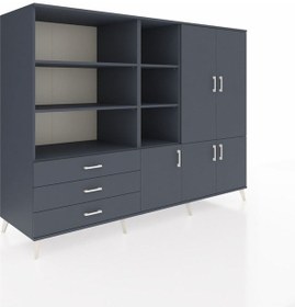 Resim Kronos Dolap 11 Raflı 3 Çekmeceli 5 Kapaklı 220x59x163 Antrasit-antrasit Antrasit - Antrasit 