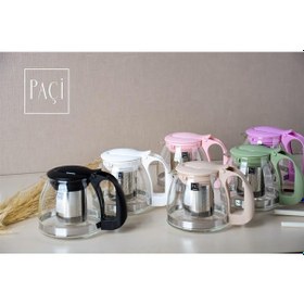 Resim Nishev Renkli Süzgeçli Cam Demlik 700 Ml - Mor 