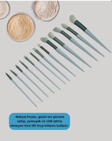 Resim Techmrt Profesyonel Kullanıma Uygun 13 Parça Makyaj Fırçası Takımı Fiber Kıllı 
