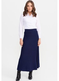 Resim Kadın Pileli Triko Etek Lacivert Lacivert 