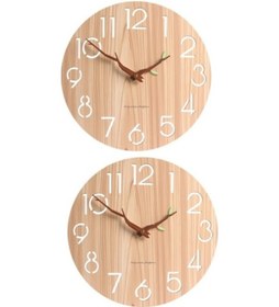 Resim Goldenqian 2x Iskandinav Ahşap 3d Duvar Saati Sanat Hollow Duvar Saati Çocuk Odası/ev Dekor Için 12 Inç 3h2kır Renkli 