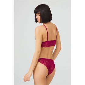 Resim Cottonhill Beauty Cottonhill Vişne Dantelli Transparan Balensiz Kadın Sütyen Takımı 