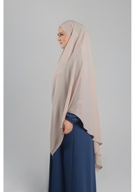 Resim Hürrem Bone Bej Pratik Hazır Geçmeli Tesettür Eşarp Krep Bağcıklı Sufle Hijab 2313 12 BEj 