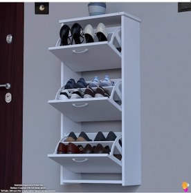 Resim Modilayn West Asma Antre 52x116x 26 Cm Lik 3 Düşer Kapak 6 Göz Bölmeli Ayakkabılık Beyaz 