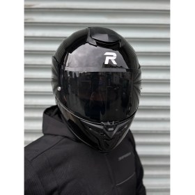 Resim Rivox R1 Parlak Siyah Kapalı Kask (Siyah Vizörlü) MD820 